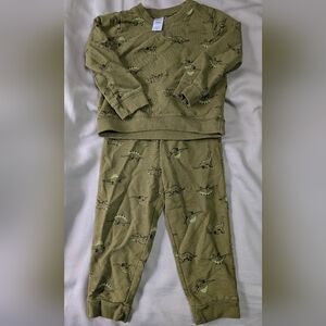 Carter's Olive Dinosaur Pajama Set